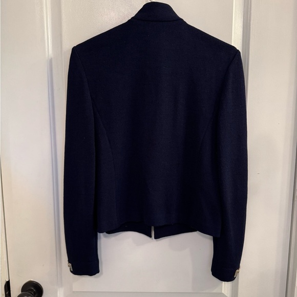 St. John Collection by Marie Grey Santana Knit Navy Zip Military Style Jacket - Picture 2 of 8